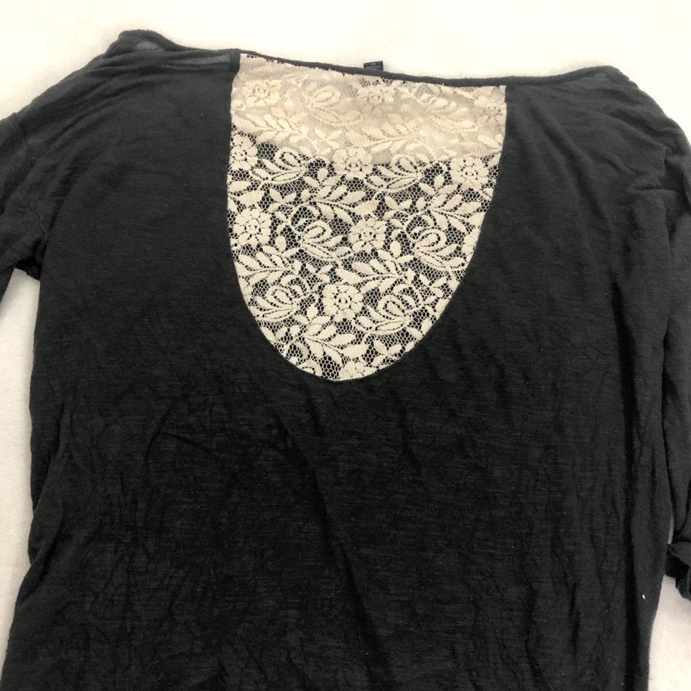 American Eagle Green Top Lace Back‎ Size Small Boho Cottage